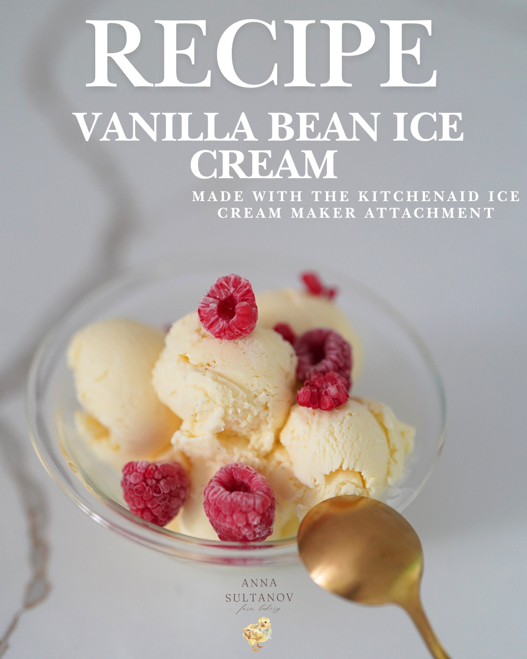 VANILLA BEAN ICE CREAM made with the KitchenAid Ice Cream Maker Attachment | FREE RECIPE |